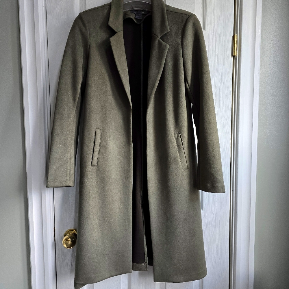 🌷Vegan suede Car Coat in Ivy green